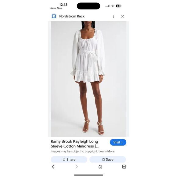 NWT Ramy Brook “Kayleigh” long sleeve white cotton mini dress Size M - Picture 8 of 13